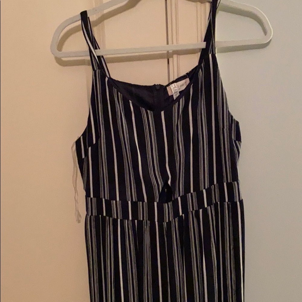 Altard State Navy Striped Jumpsuit with Peephole